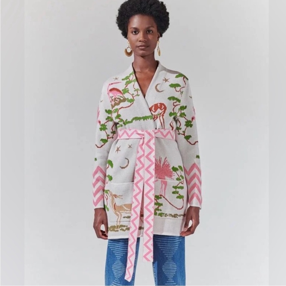 Hayley Menzies “memories of utopia” print belted cardigan